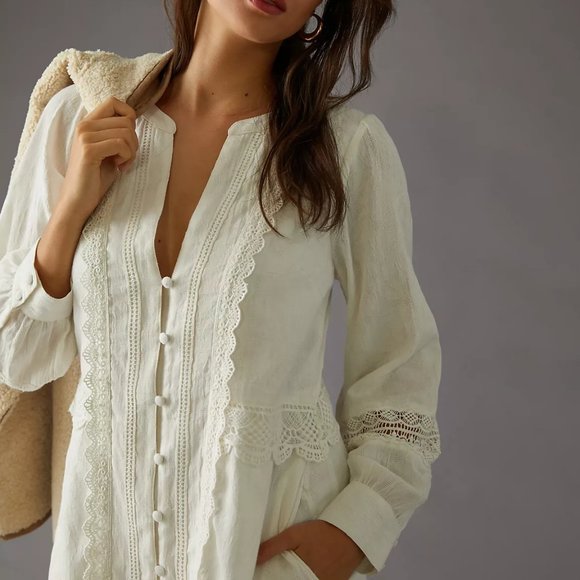 By Anthropologie Button-Front Mini Dress - Picture 3 of 10